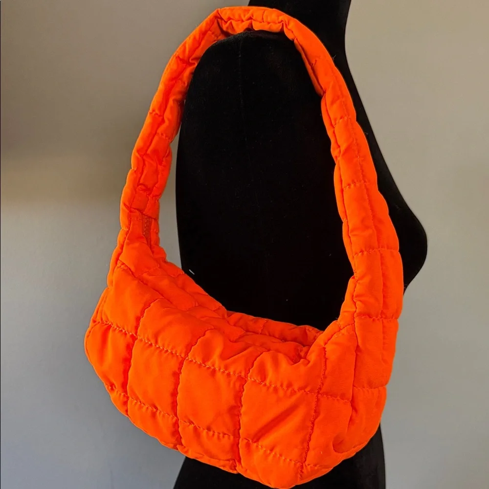Orange Quilted‎ Shoulder Bag